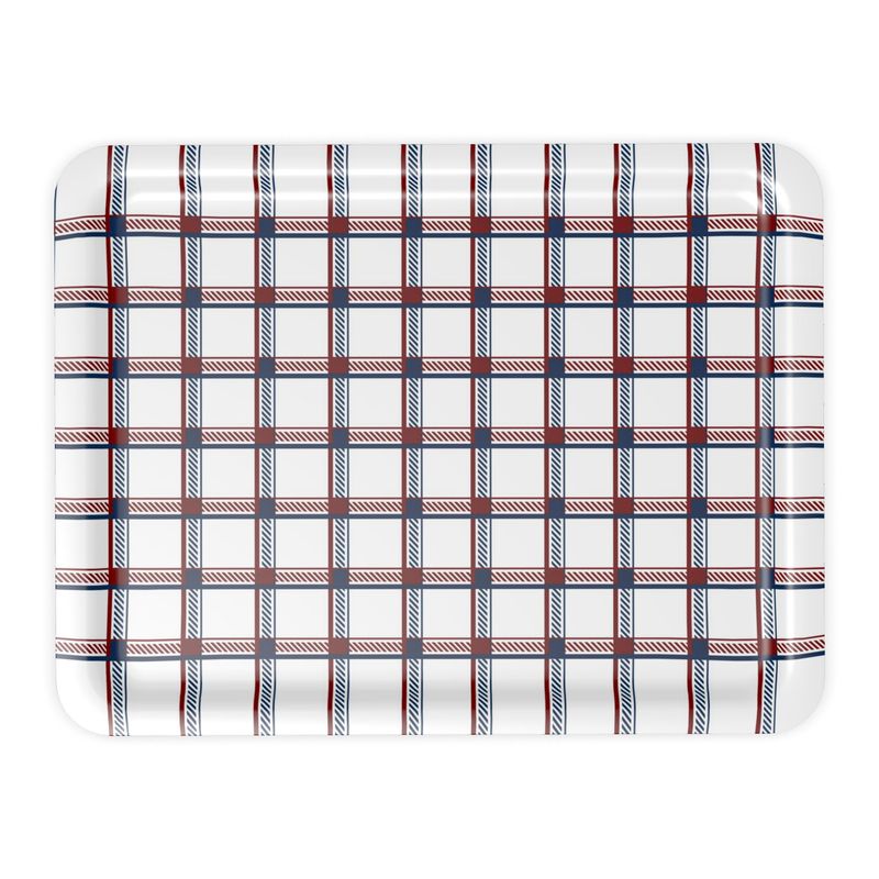 Val Thorens Service Tray, Red, White and Blue Check