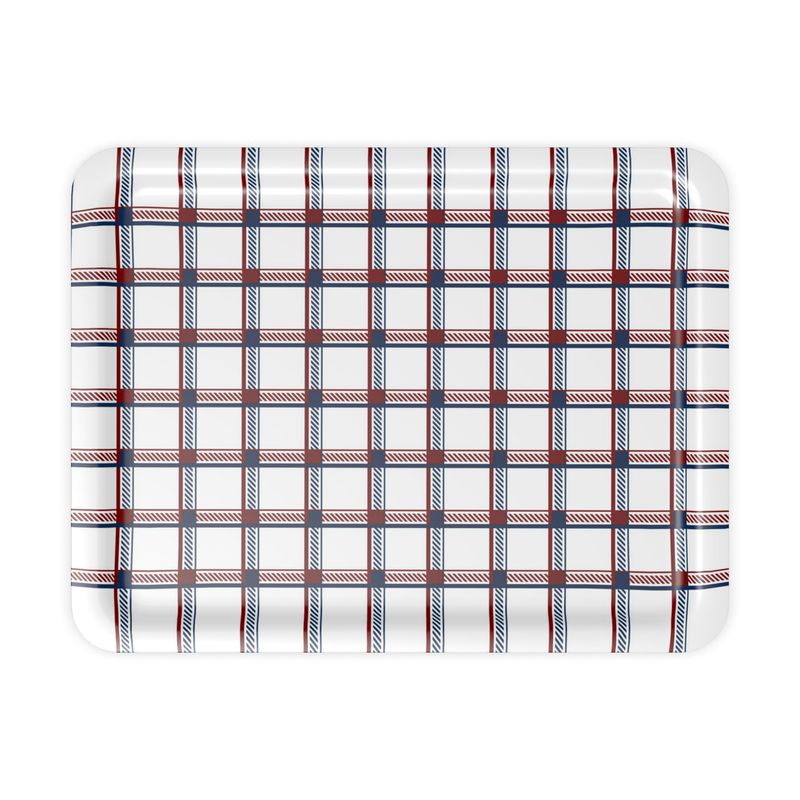 Val Thorens Service Tray, Red, White and Blue Check