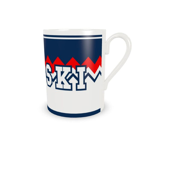 Ski Themed Espresso Cup and Saucer Fine Bone China
