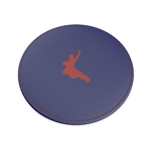Leather Coaster, Snowboarder, Red and Blue
