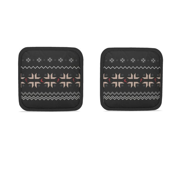 Ski Themed Black Snowflake Hot Dish Pads