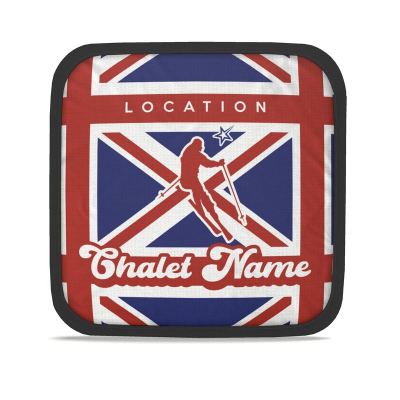 Personalised Brit Themed Union Jack Skier Chalet Dish Pad