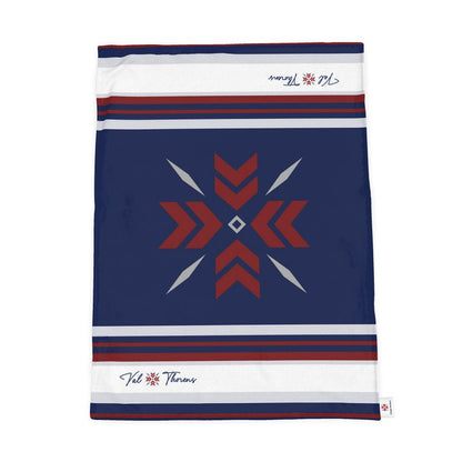 Val Thorens Throw Blanket, Blue, Red and White, Snowflake