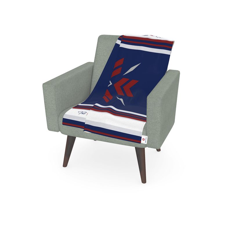 Val Thorens Throw Blanket, Blue, Red and White, Snowflake
