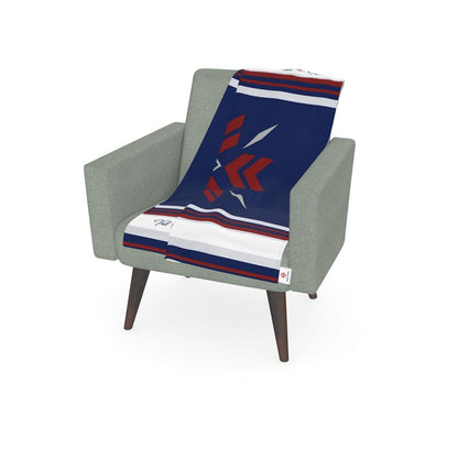 Val Thorens Throw Blanket, Blue, Red and White, Snowflake