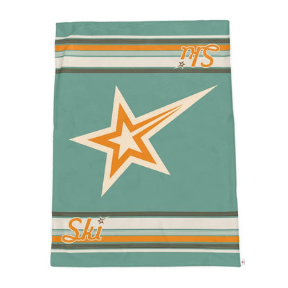 Throw Blanket, SKI Themed, Green and Gold