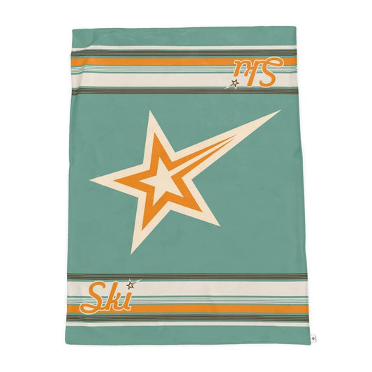 Throw Blanket, SKI Themed, Green and Gold