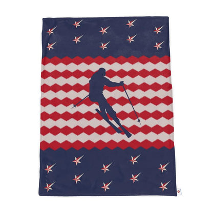 Throw blanket, Ski Themed, Red, White and Blue