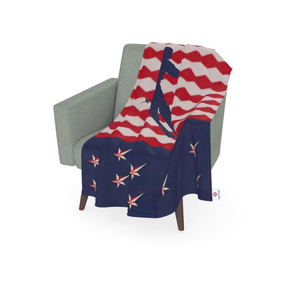 Throw blanket, Ski Themed, Red, White and Blue