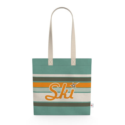 Shopping Tote, Retro Ski, Green and Gold