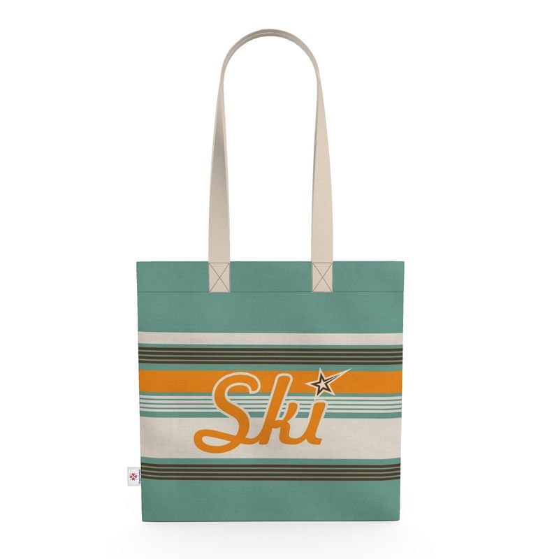 Shopping Tote, Retro Ski, Green and Gold