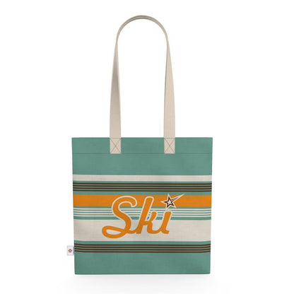 Shopping Tote, Retro Ski, Green and Gold
