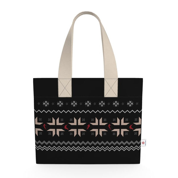 Shopping Tote, Ski Themed, Black and Beige