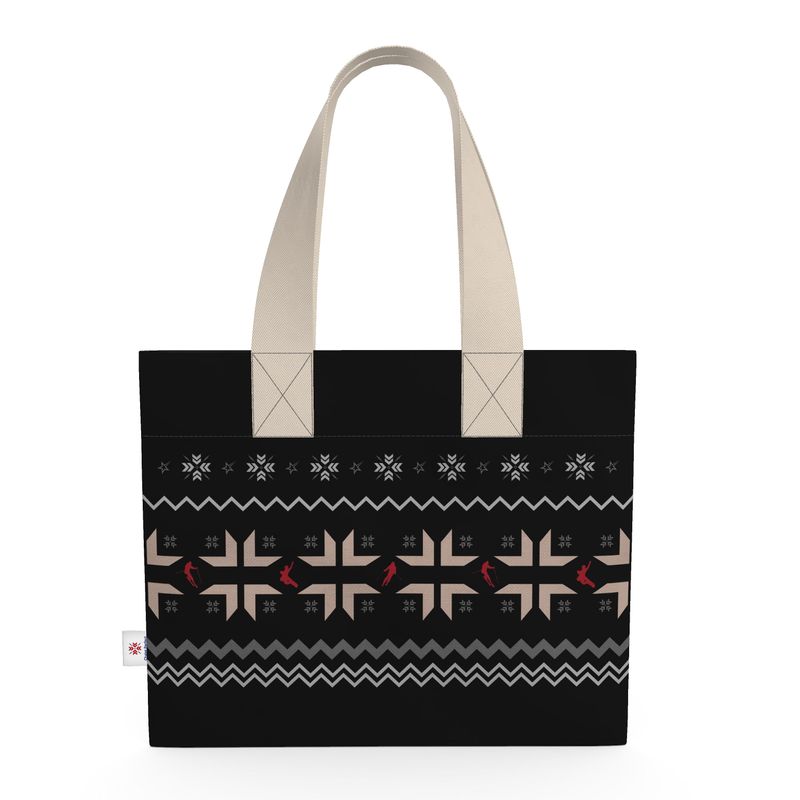 Shopping Tote, Ski Themed, Black and Beige