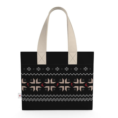 Shopping Tote, Ski Themed, Black and Beige
