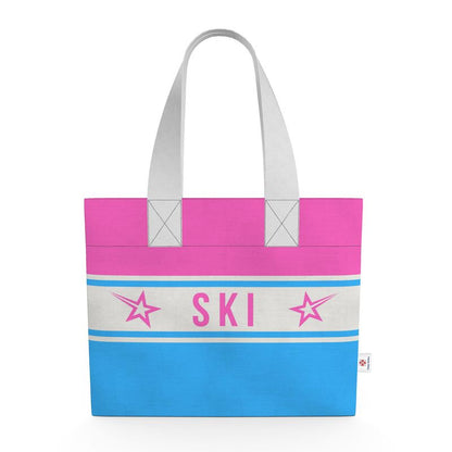 SKI Themed Pink and Blue Shopping Tote