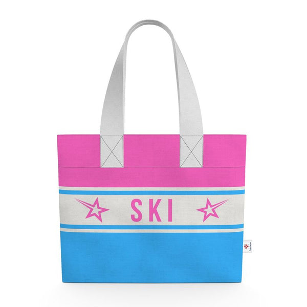 SKI Themed Pink and Blue Shopping Tote