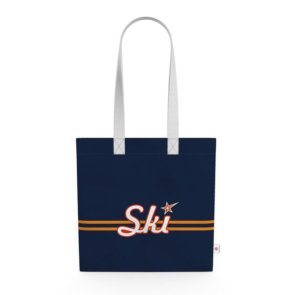 Retro Ski Shopping Tote, Blue and Orange