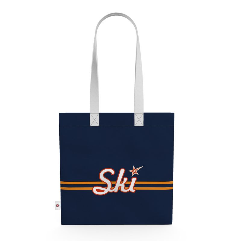 Retro Ski Shopping Tote, Blue and Orange