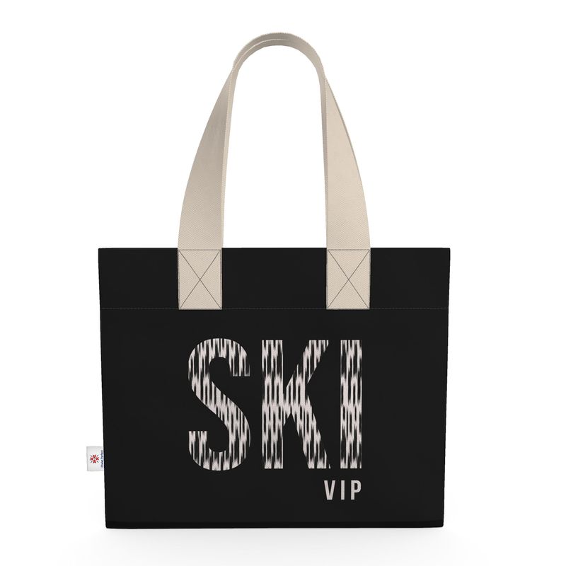 Shopping Tote, SKI VIP, Black and Beige
