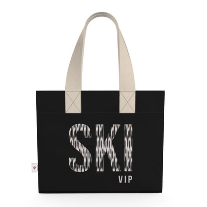 Shopping Tote, SKI VIP, Black and Beige