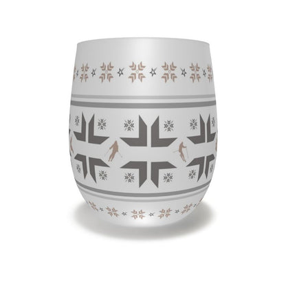 Retro Ski themed Stemless Water / Wine Glass