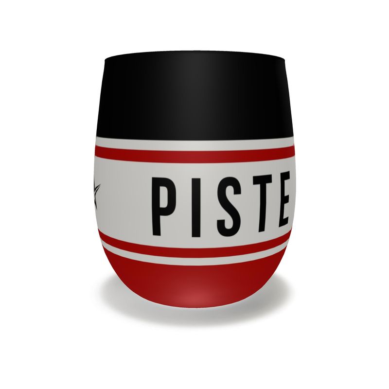 PISTE Ski Themed Stemless Water/Wine Glass