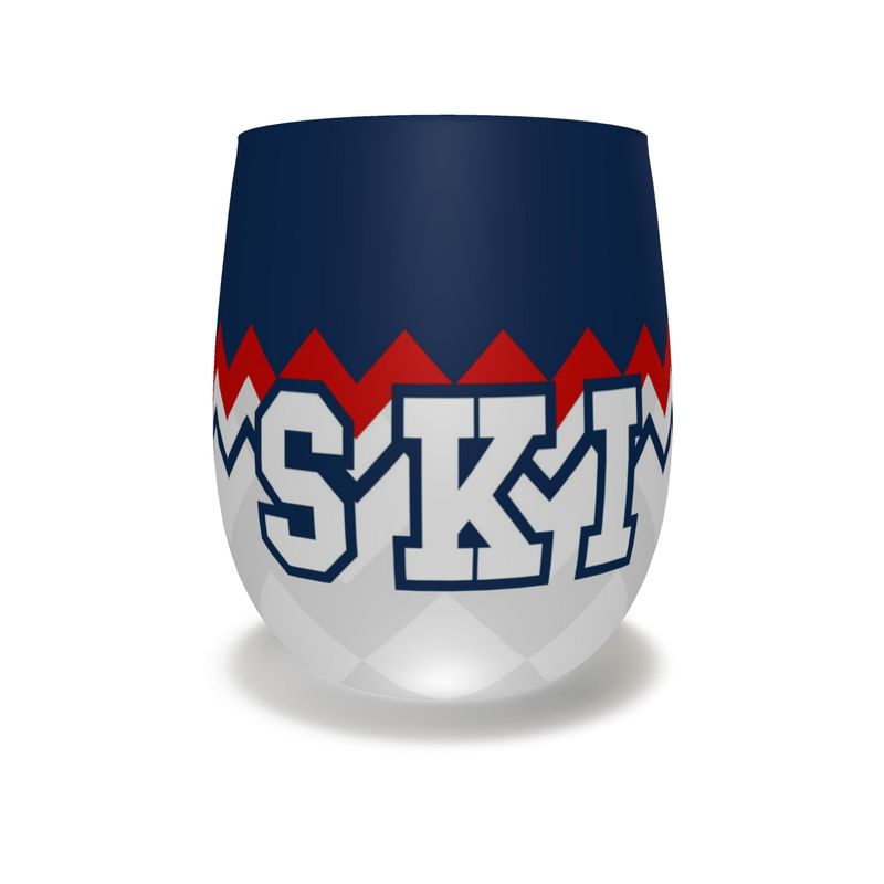 Ski Themed Water/Stemless Wine Glass, Chalet Après Bar