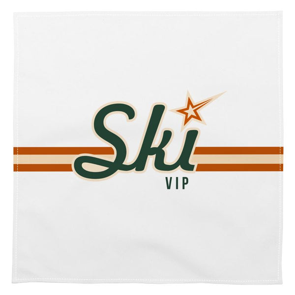 Ski VIP Napkins, White with Retro Green and Gold Pattern