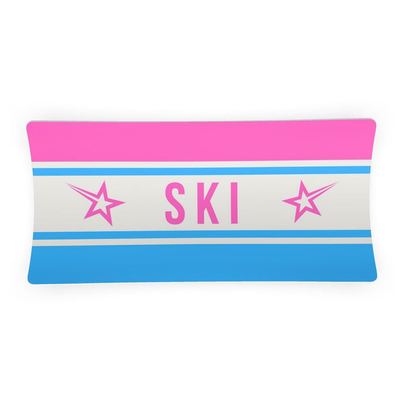Ski Themed Serving Dish, Pink and Blue