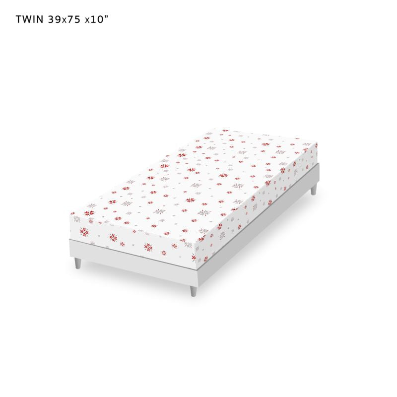 Fitted Sheets Snowflake Themed, White, Red and Silver