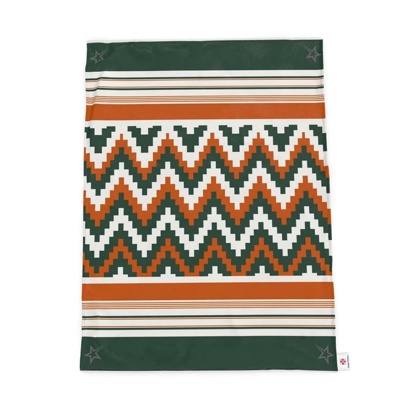 Throw Blanket, Retro Ski, Green and Orange, Shooting Stars, Double Sided