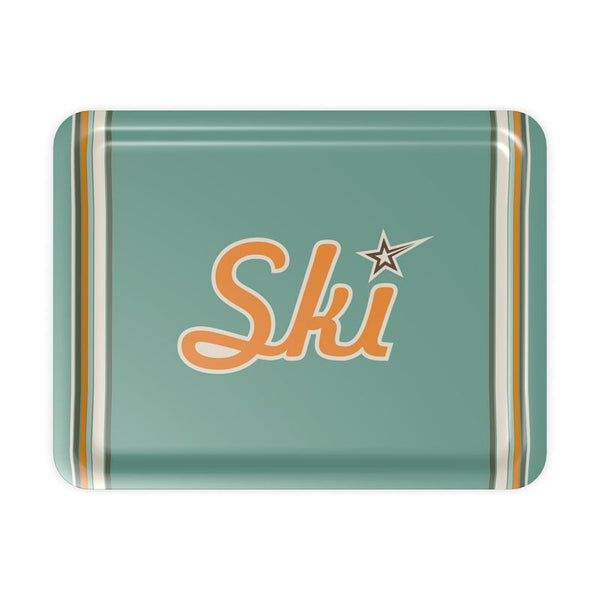 Serving Tray, Retro-Ski, Green and Gold