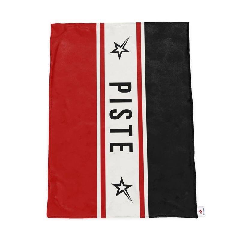 Throw Blanket, Ski Themed, Black and Orange, Retro, PISTE