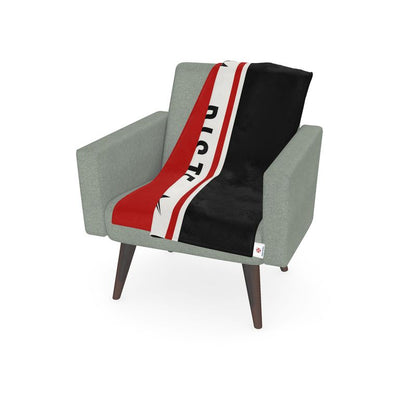 Throw Blanket, Ski Themed, Black and Orange, Retro, PISTE