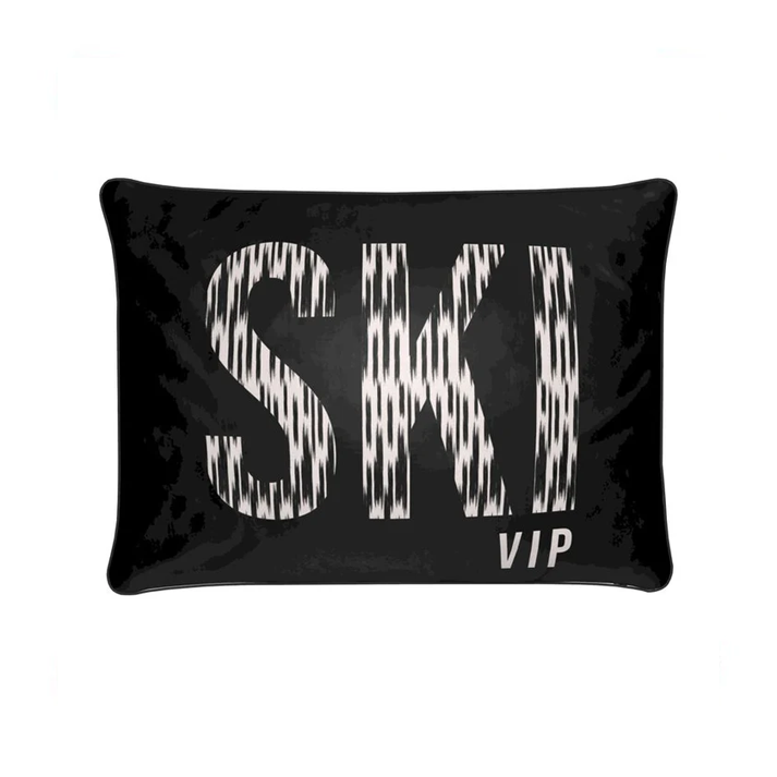 SKI VIP Black Velvet Luxury Designer Chalet Cushion