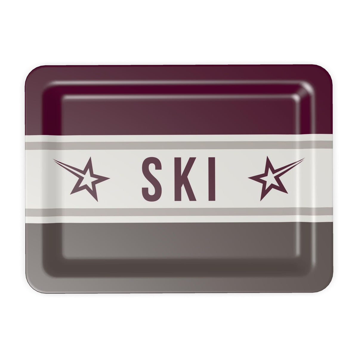 Service Tray, Ski Themed, Burgundy and Grey
