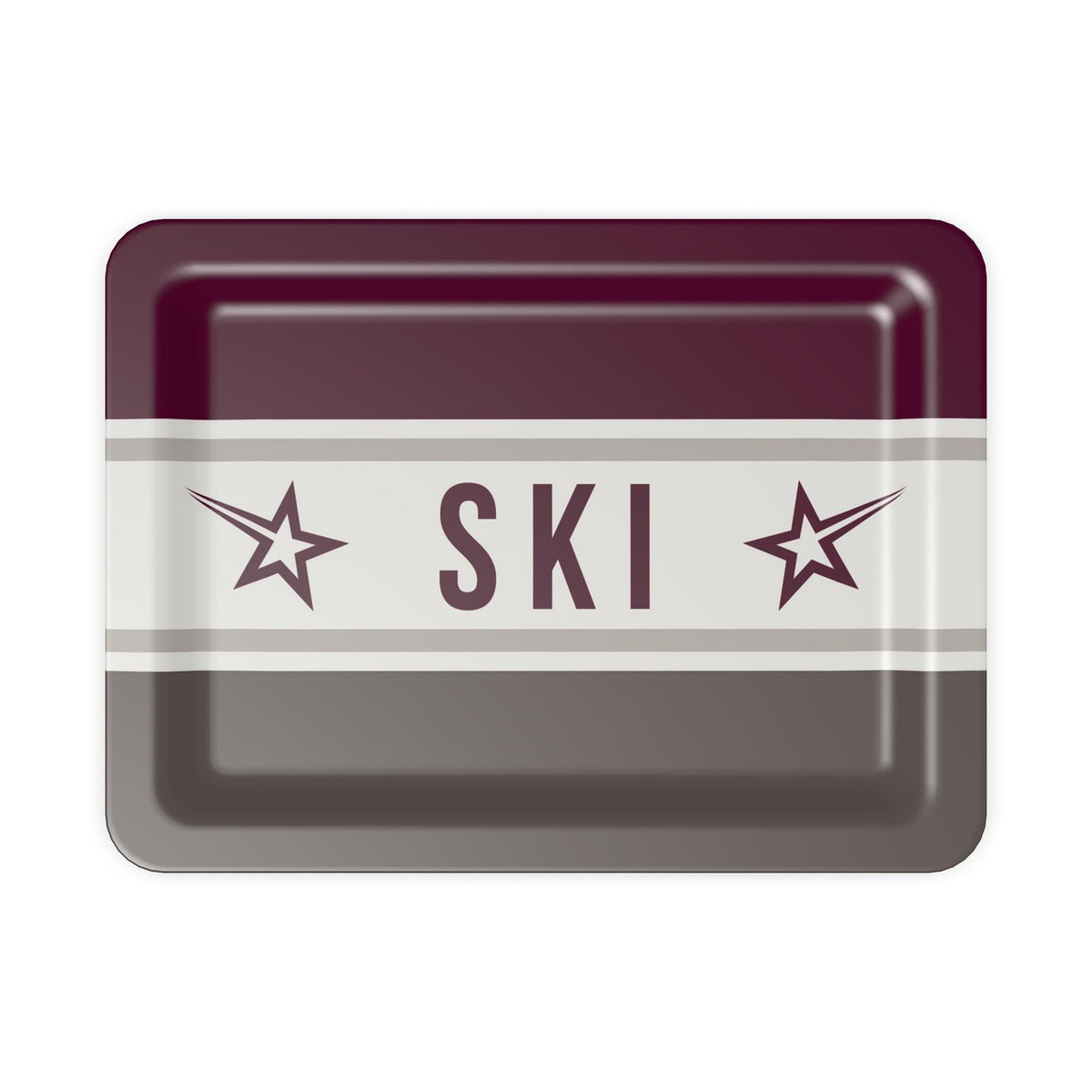 Service Tray, Ski Themed, Burgundy and Grey