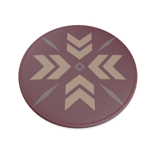 Après-bar Leather Coaster, Burgundy Snowflakes