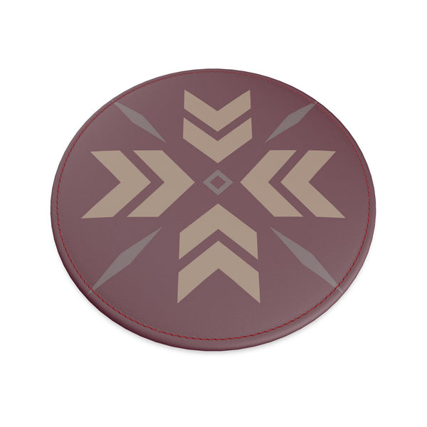 Après-bar Leather Coaster, Burgundy Snowflakes