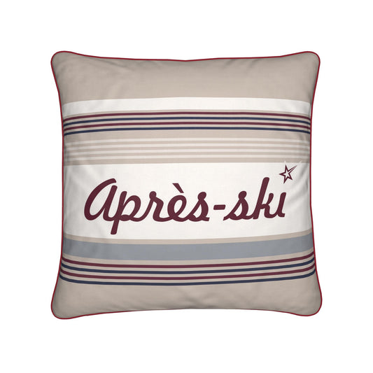 Après-ski Cushion, Beige and Burgundy, Velvet