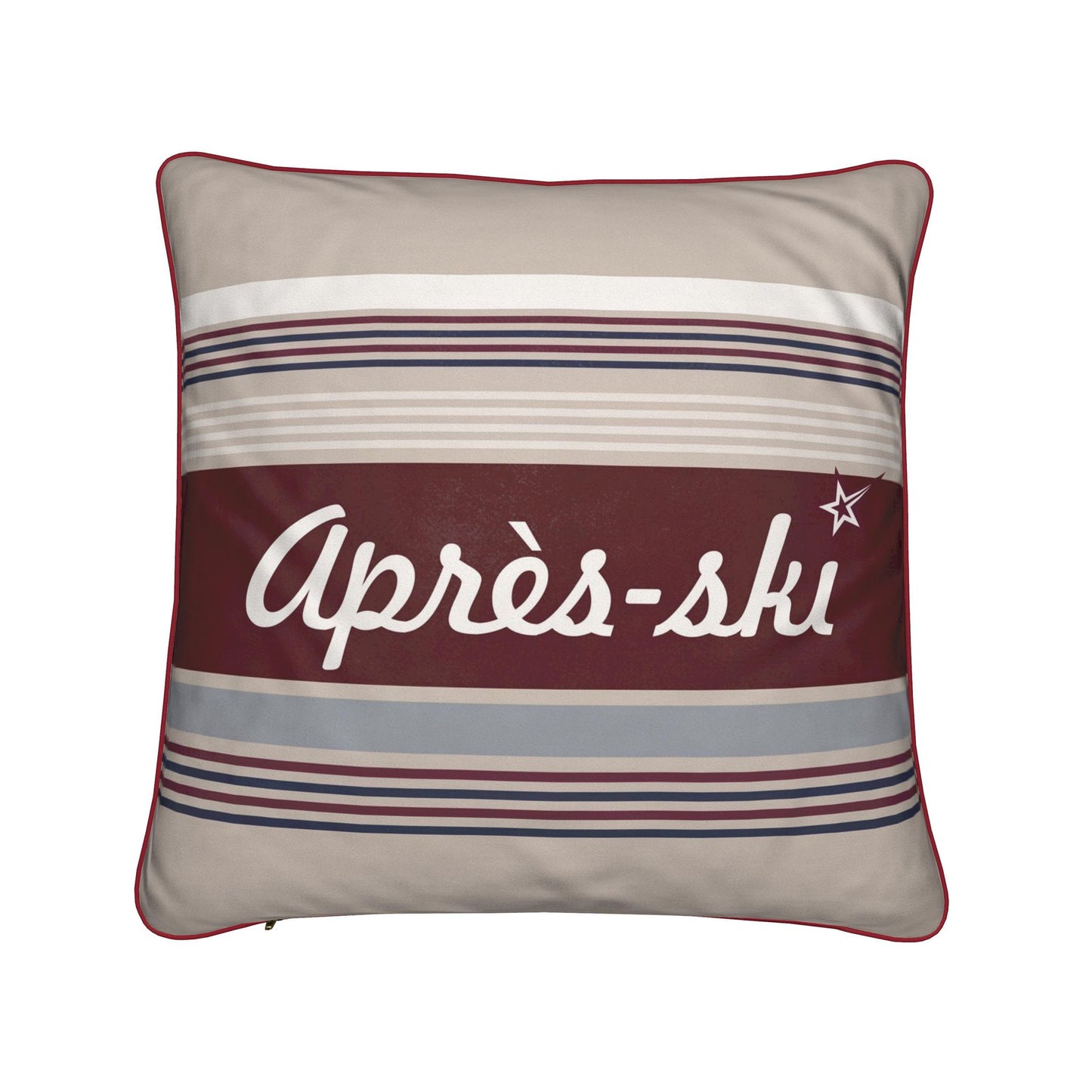 Beige and Burgundy Apres ski Chalet Cushions
