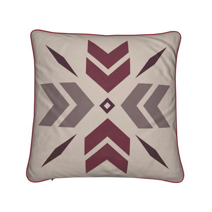 Après-ski Cushion, Beige and Burgundy, Velvet