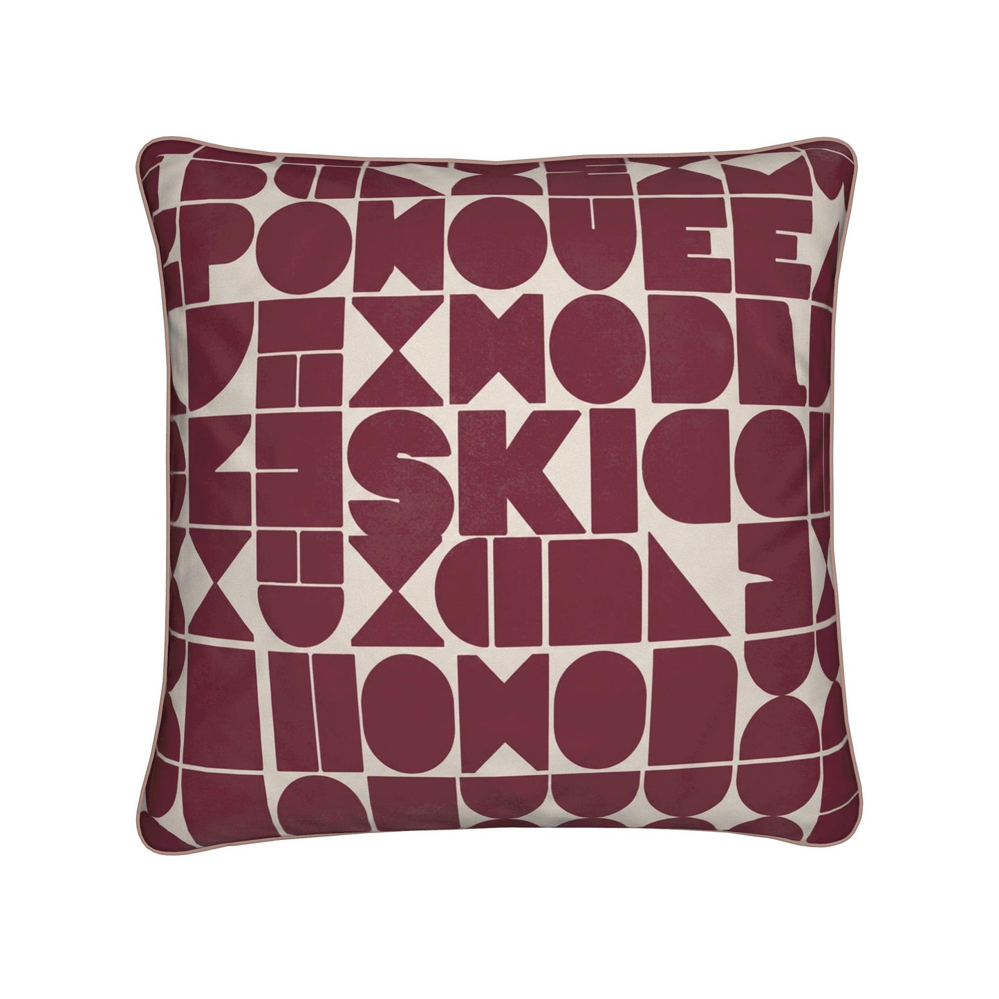 SKI CLUB, Burgundy and Rose Soft Velvet Cushion