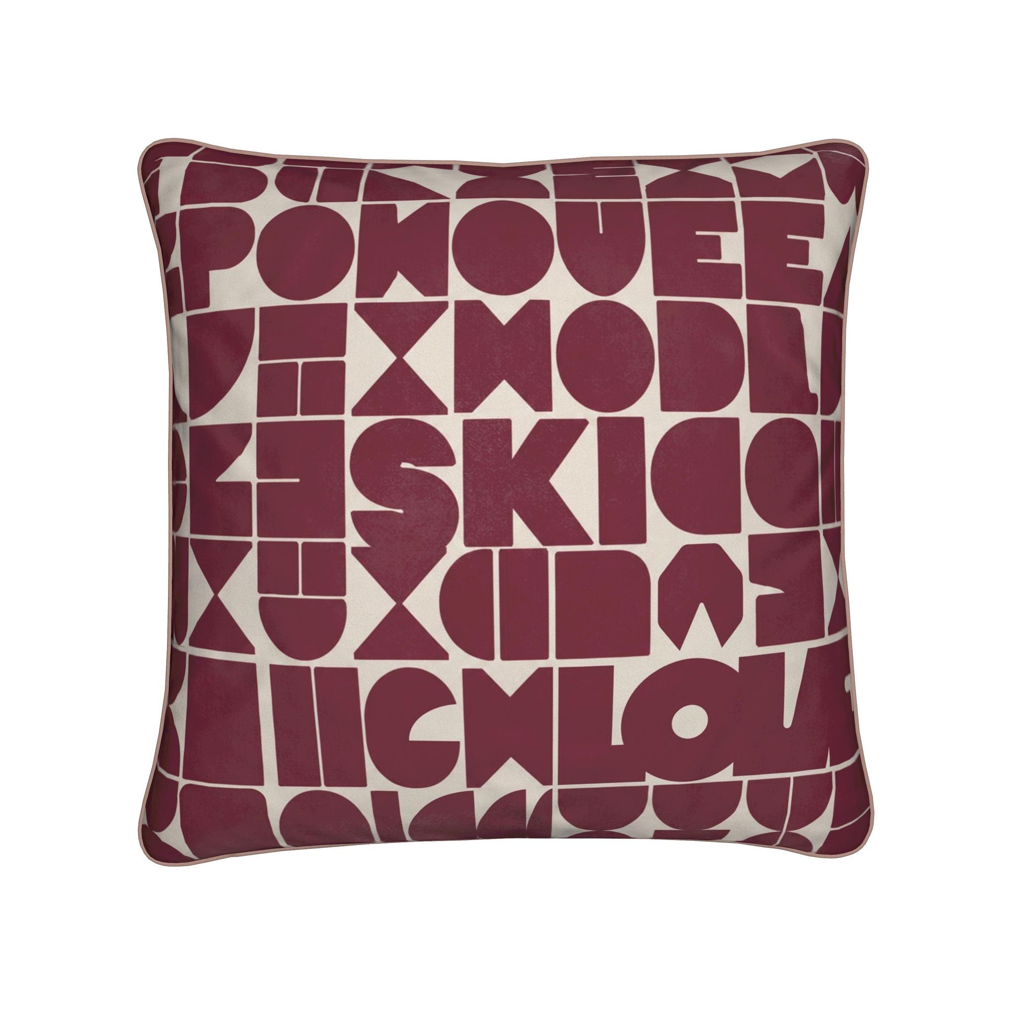 
                        SKI CLUB, Burgundy and Rose Soft Velvet Cushion
                      
