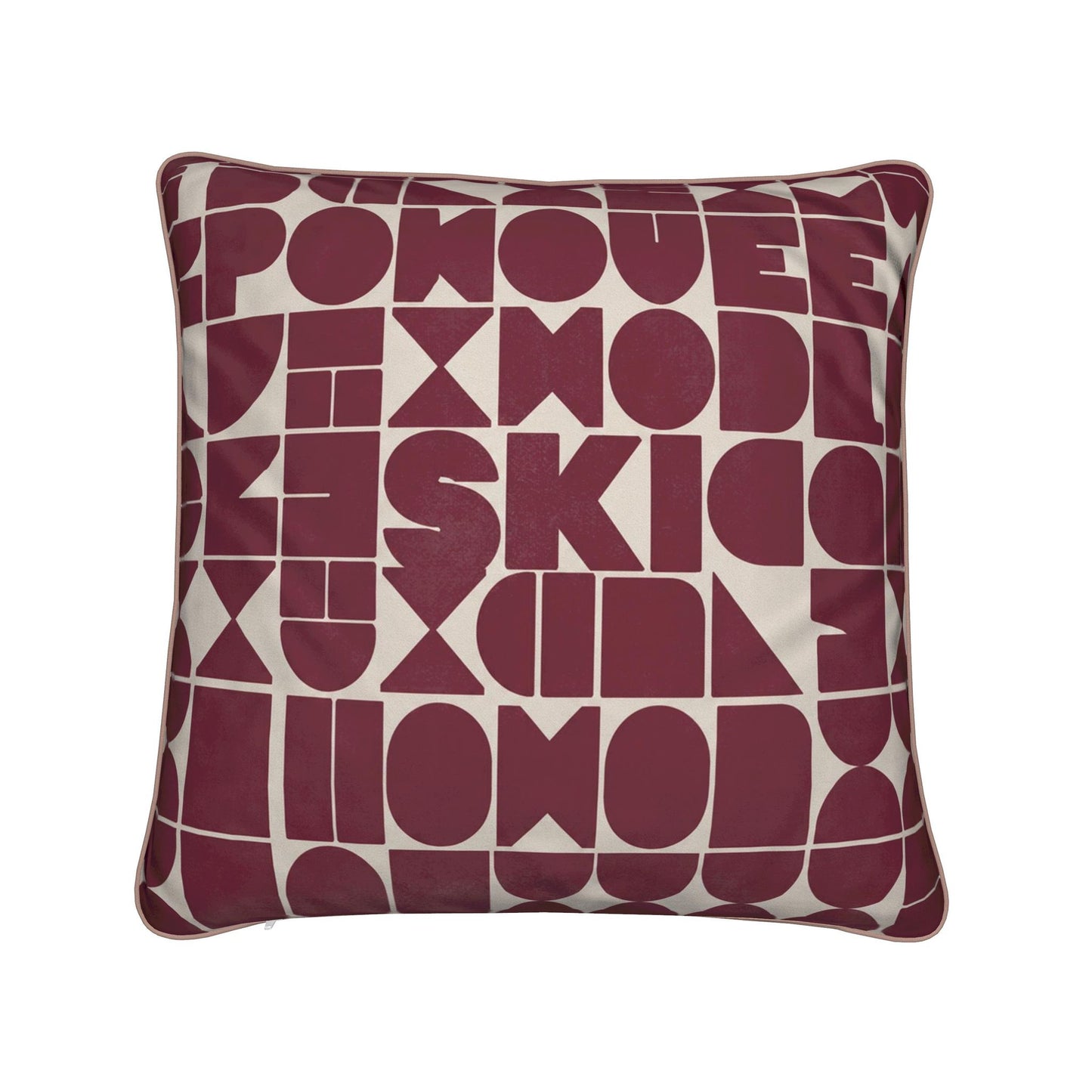 SKI CLUB, Burgundy and Rose Soft Velvet Cushion