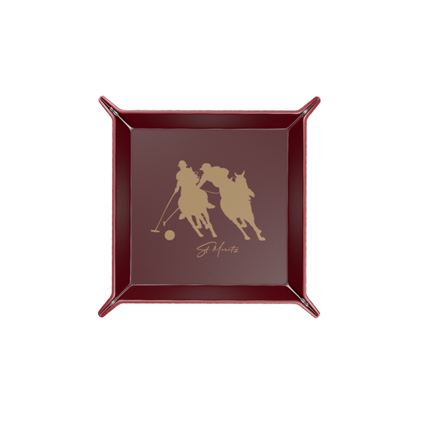 Schmucktablett aus Leder mit St. Moritz Snow Polo-Motiv