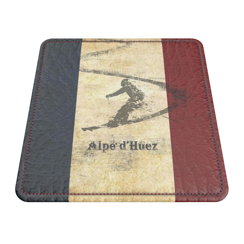 Alp d'Huez Vintage Leather Coaster