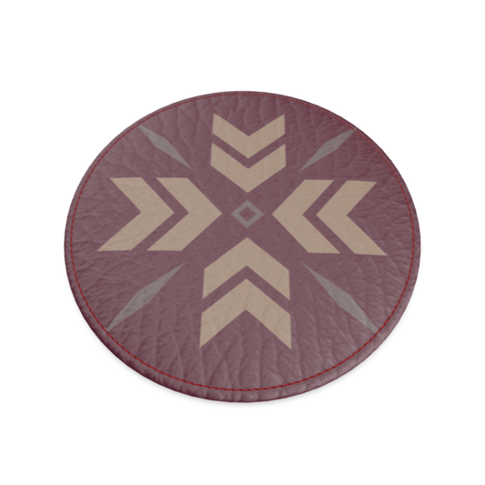 Après-bar Leather Coaster, Burgundy Snowflakes