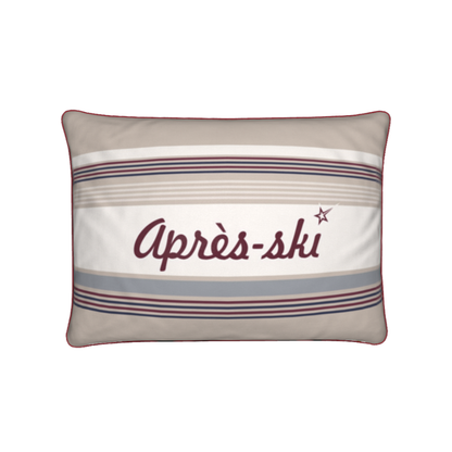 Après-ski Cushion, Beige and Burgundy, Velvet